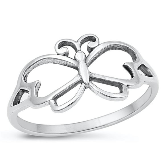 Butterfly Fantasy Ring Oxidized .925 Sterling Silver Band Jewelry Female Male Unisex Size 9