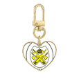 thumbnail image 1 of Malasia Asia emblema nacional Llavero de metal en forma de corazón dorado, 1 of 3