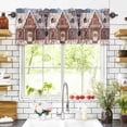 thumbnail image 3 of Christmas Candy Valances for Windows Pink Ginger Bread House Xmas Tree Snowflake Rod Pocket Curtain Valance Window Treatment Short Curtains for Kitchen Living Room, 60"x18", 3 of 5