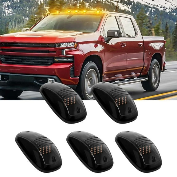 Nilight Cab Roof Marker Light 5 Pcs 16 Led Smoked Lens Amber Top Clearance Light Kit Waterproof Surface Mount for Ford Dodge Ram SUV POV Pickup Trucks