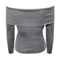 thumbnail image 5 of Ediodpoh Women's Fall off Shoulder Sweaters Long Sleeve Ribbed Knit Fitted Pullover Tops Blouse Fall Sweaters for Women Grey S, 5 of 5