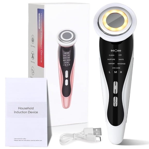 Doxiry Facial Light Therapy Tool, 7 Modes 3-Speed Color Light Massager for Face & Neck,  White