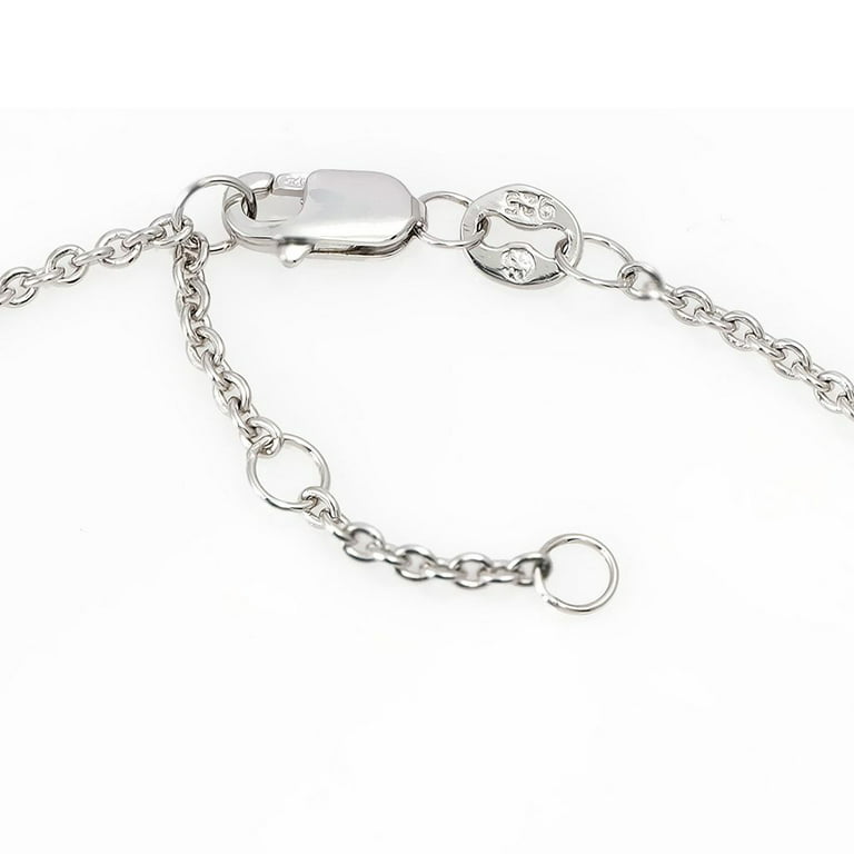 Sterling Silver Letters Single Micro Pave Diamond Bracelet (Silver Diamond Z' Initial Bracelet 7+1)