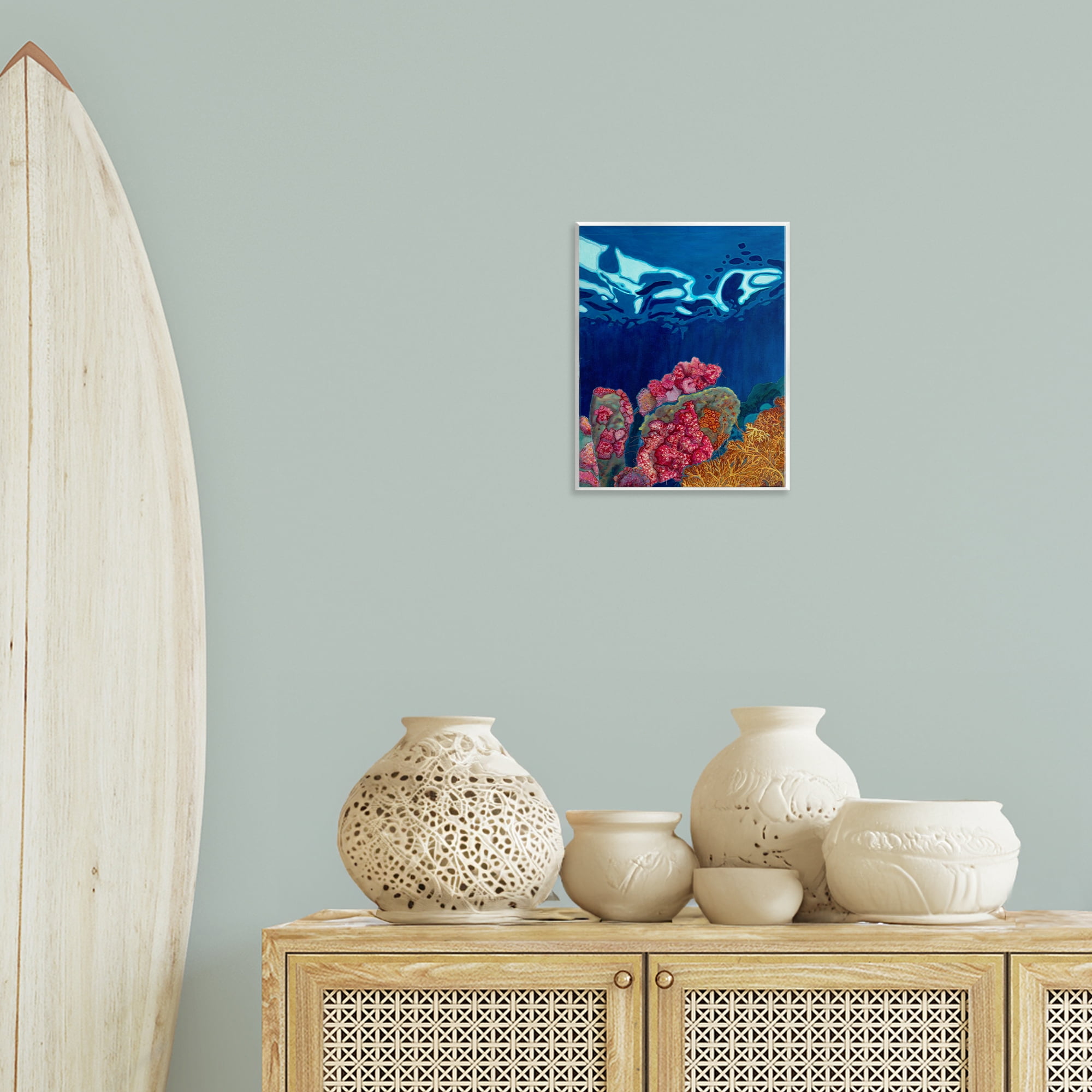Stupell Industries Abstract Underwater Coral Nautical & Beach Painting Unframed Art Print Wall Art, 11 x 14
