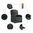 thumbnail image 5 of vidaXL Stand up Massage Recliner Chair Black Real Leather, 5 of 5