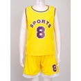 thumbnail image 2 of JanJean Kids Girls and Boys Unisex Football Basketball Training Outfits Sports Tank Tops and Shorts Yellow 120, 2 of 7