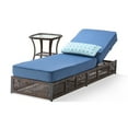 thumbnail image 3 of Patiobula Outdoor Chaise Lounge Chair Set, Wicker Reclining Chair with Side Table,5-Position Backrest, 5" Thick Cushions and Lumbar Support for Patio or Poolside, Brown/Navy, 3 of 10