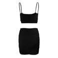 thumbnail image 5 of DHFJKG Skirt Sets For Women Summer 2 Piece Outfits Spaghetti Strap Camisole Crop Top High Rise Ruched Mini Skirts Going Out Trendy Outfit, 5 of 5
