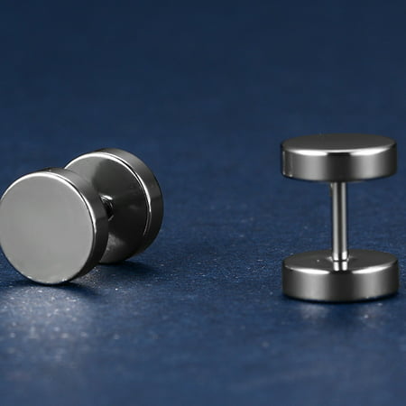 Uni Stainless Steel Ear Stud Earring Titanium Dumbbell Titanium steel ...