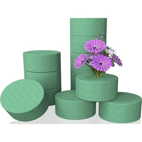 Floral Foam Block,Casewin 12Pcs Round Flower Sponge Green for Flowers Arrangement DIY Wet Cylinder Trays Artificial Wedding Aisle Flowers, Party Decoration