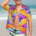 thumbnail image 5 of Lsque Magic Mushrooms pattern Hawaiian Shirt for Men, Unisex Summer Beach Casual Short Sleeve Button Down Shirts-3X-Large, 5 of 9