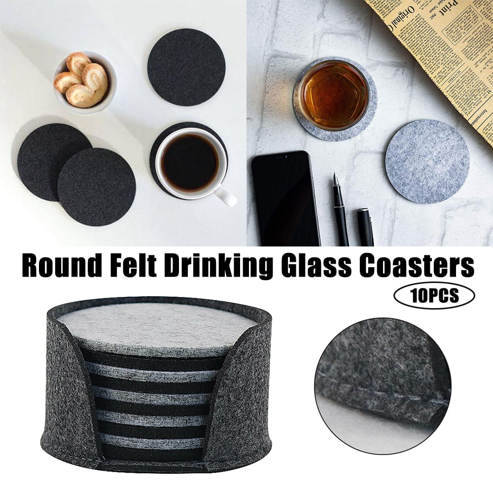 6pcs Absorbent Felt Coasters For Drink Hollow Out Cup Mats Heat Insulation Pad 