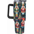 thumbnail image 3 of 40oz Insulated Stainless Steel Tumbler with Handle, Christmas Nutcracker Tree Leakproof Water Bottles Travel Mug with Lid And Straw for Water, Iced Tea Or Coffee for Most Car Cup Holder, 3 of 6