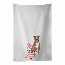 Carolines Treasures WDK3981WTKT 28 x 19 in. Unisex Pit Bull Fawn No.2 So Loved White Dish Towels Kitchen Towel - Set of 2