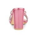 thumbnail image 4 of BLISSFUL STEP Women's Crisscross Rhinestone Block Heel Slide Sandals Pink (Size 6.5), 4 of 7