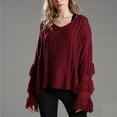 thumbnail image 4 of Vedolay Womens 2023 Sweaters Women's 2023 Sweaters Trendy Fal Long Balloon Sleeve Loose Pullover Top, S, 4 of 5