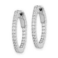 thumbnail image 2 of Sterling Silver CZ 50 Stones In and Out Round Hoop Earrings, 2 of 2