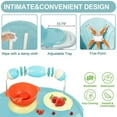 thumbnail image 5 of JieC Baby High Chair, 4 in 1 Convertible Highchair for Babies & Toddlers, Double Tray Dining Chair with 5-Point Harness & Silent Wheel,Cyan, 5 of 9