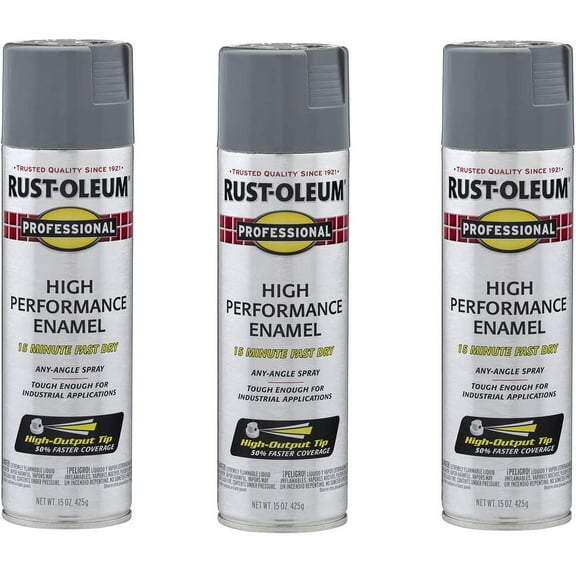 Rust-Oleum 7587838A3 Professional High Performance Enamel Spray Paint, 3 Pack, Gloss Dark Machine Gray, 45 Ounce