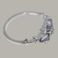 thumbnail image 4 of LBG British Made Traditional 10k White Gold Ring with Synthetic Cubic Zirconia & Natural Tanzanite Womens Statement Ring - 33 size options - Size 4.25, 4 of 6