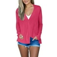 thumbnail image 2 of Fanxing Women's V Neck Cardigan Sweater Long sleeve Button Down Fall Lightweight Solid Color Knitted Outwear Hot Pink L, 2 of 8