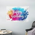 thumbnail image 1 of Birthday Decorations Tapestry, Watercolor Splash Painting Artwork with Birthday Message Hand Written, Wall Hanging for Bedroom Living Room Dorm Decor, 60W X 40L Inches, Multicolor, by Ambesonne, 1 of 2