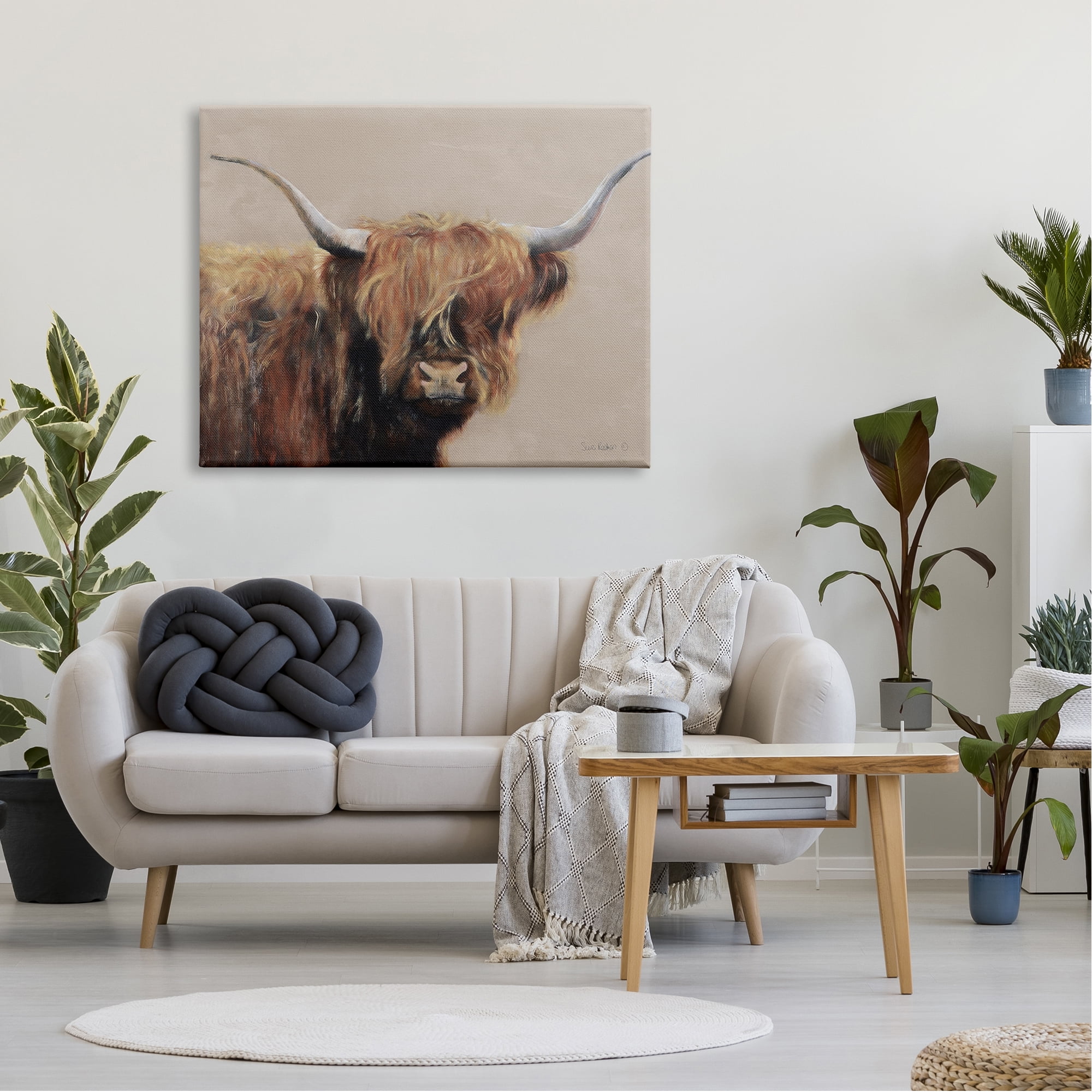 Stupell Industries Detailed Country Longhorn Highland Cattle Portrait, 48 x 36, Design by Suzi Redman