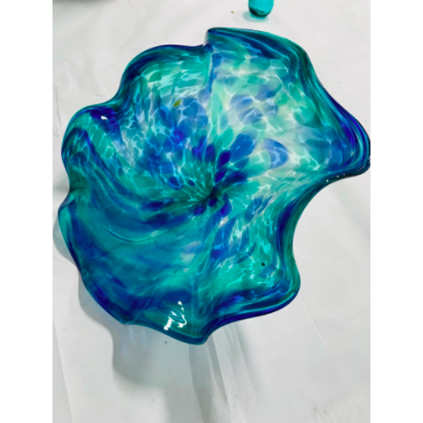 Arts Stained Colored Hand Blown Glass Plates, 6" in diameter