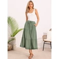 thumbnail image 4 of DARING DIVA Women's Tiered Elastic A-Line Beach Long Skirts X-Small Gray Green, 4 of 6