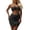 Black, variant on Women's Elegant Rose-Print Strapless Solid-Color Separate Bikini Three-Piece Resort Beach Swimsuit