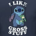 thumbnail image 2 of Men's Lilo & Stitch I Like Gross Stuff Stitch Distressed Pull Over Hoodie Navy Blue Small, 2 of 4