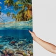 thumbnail image 3 of Orinice Beach Shower Curtain Ocean Tropical Palm Tree Transparent Underwater Marine Life Reef Hawaiian Island Natural Landscape Fabric Bathroom Decor Curtain Set with Hook 69x72, 3 of 7
