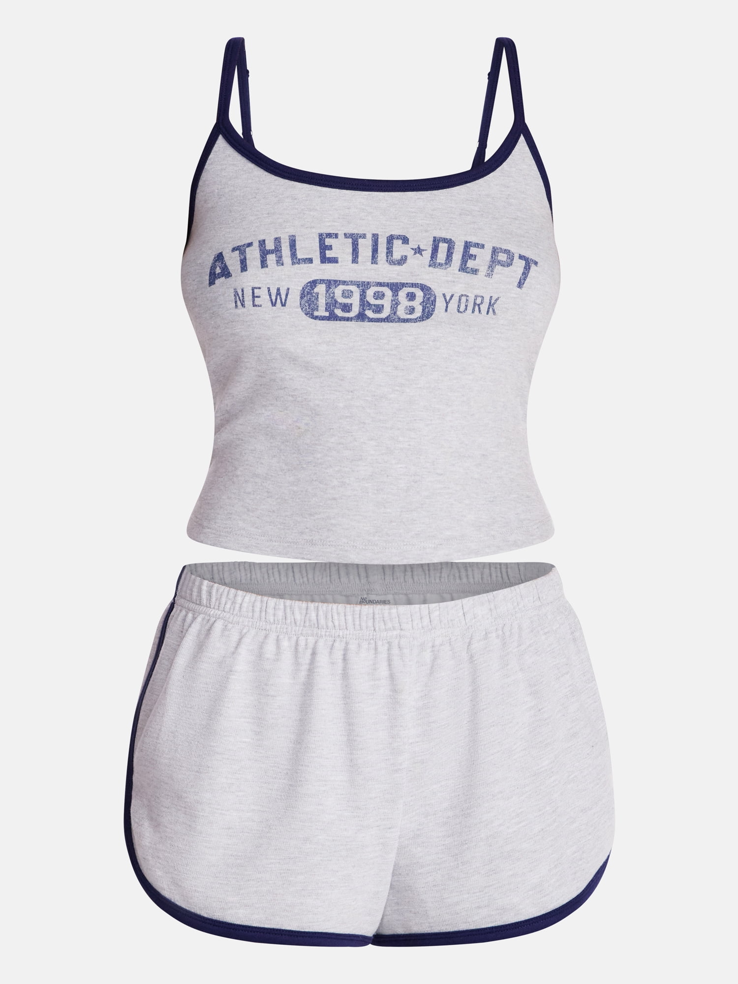 No Boundaries Sports Tank Top and Shorts Sleep Set, 2-Piece, Women's XS-XXL