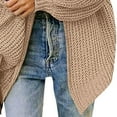 thumbnail image 5 of VISALY Chunky Cardigan Sweaters Oversized Sweaters Zip Up Long Lantern Sleeve Open Front Casual Soft Knit Cardigan Sweater Outerwear Tunic Top Sweater Jacket Cardigan Jacket Fashion Sweatshirt Khaki M, 5 of 8
