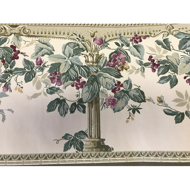York Wallcoverings Cl9532b Wine Grape Antique Columns Wallpaper Border Cream Walmart Com Walmart Com
