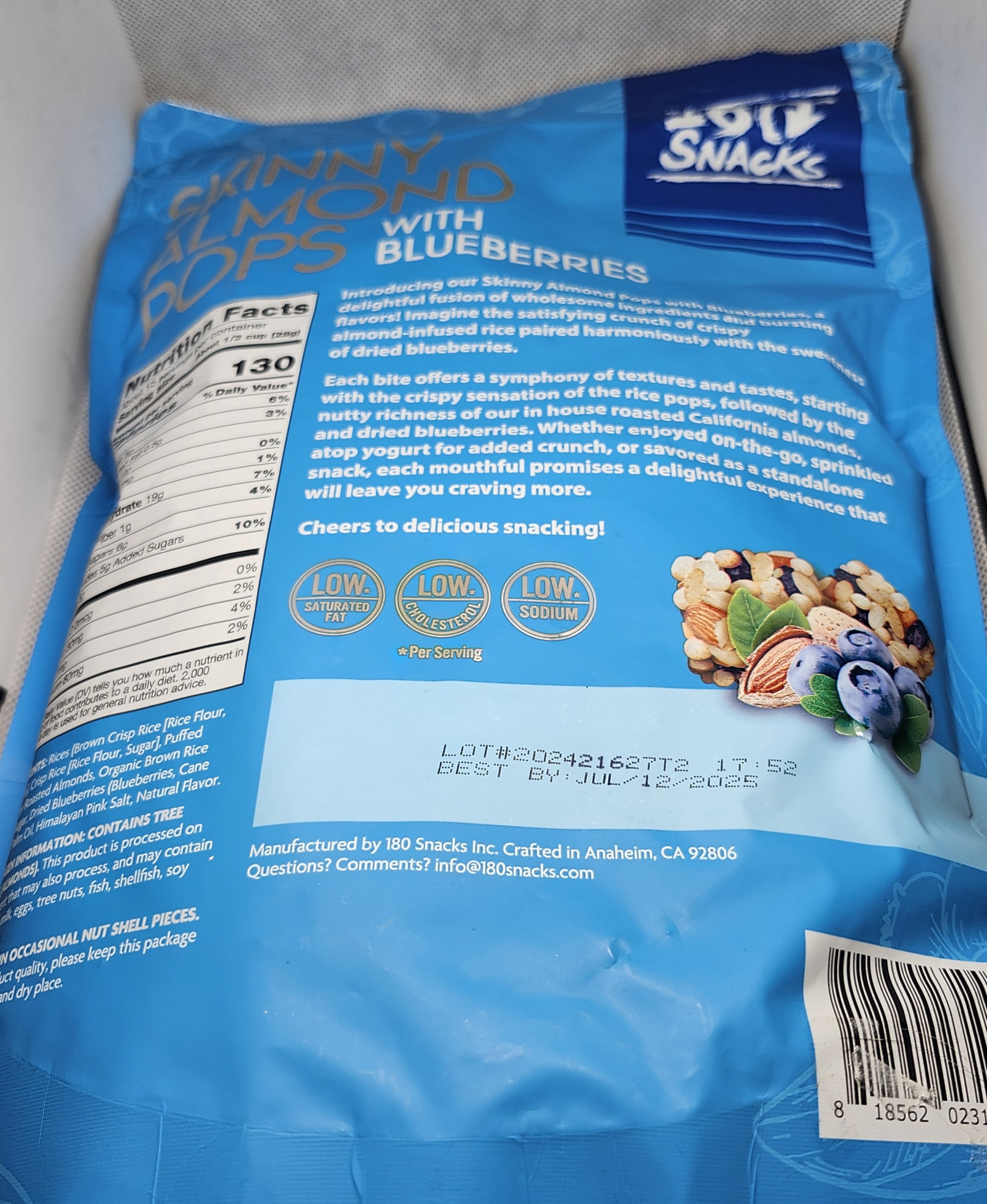 Skinny Pop Almonds with Blueberries – Gluten-Free Snack, 15 oz