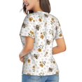 thumbnail image 3 of Vsdgher Bees And Flowers Women Shirts V Neck Short Sleeve Tops T-Shirt Basic Tees, S to 3XLXX-Large, 3 of 5