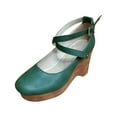 thumbnail image 2 of Zapatos de plataforma poco profundos con tacón grueso y tacón alto con hebilla informal para mujer Wmkox8yii shjk6246, 2 of 3