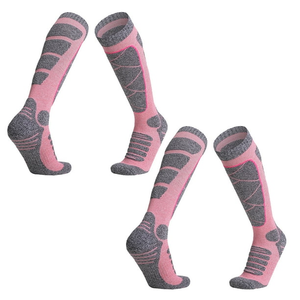 Calcetines de esquí Deportes al aire libre Calcetines de montañismo engrosados Calcetines para clima frío para snowboard, nieve, invierno, calcetines térmicos hasta la rodilla, caza para mujeres