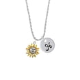 thumbnail image 2 of Delight Jewelry Silvertone Enamel Sun Silvertone Script Initial Disc - H - Charm Necklace, 20"+3", 2 of 4