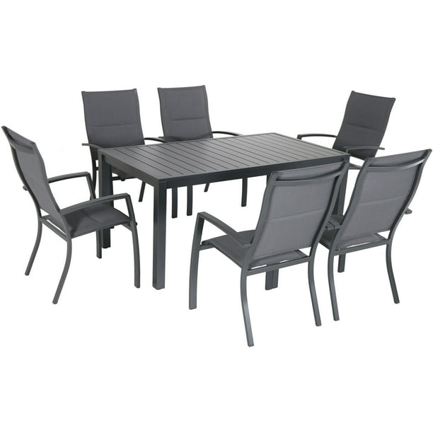 Hanover Naples 7 Piece Outdoor Dining, Sling Back Patio Chairs And Table