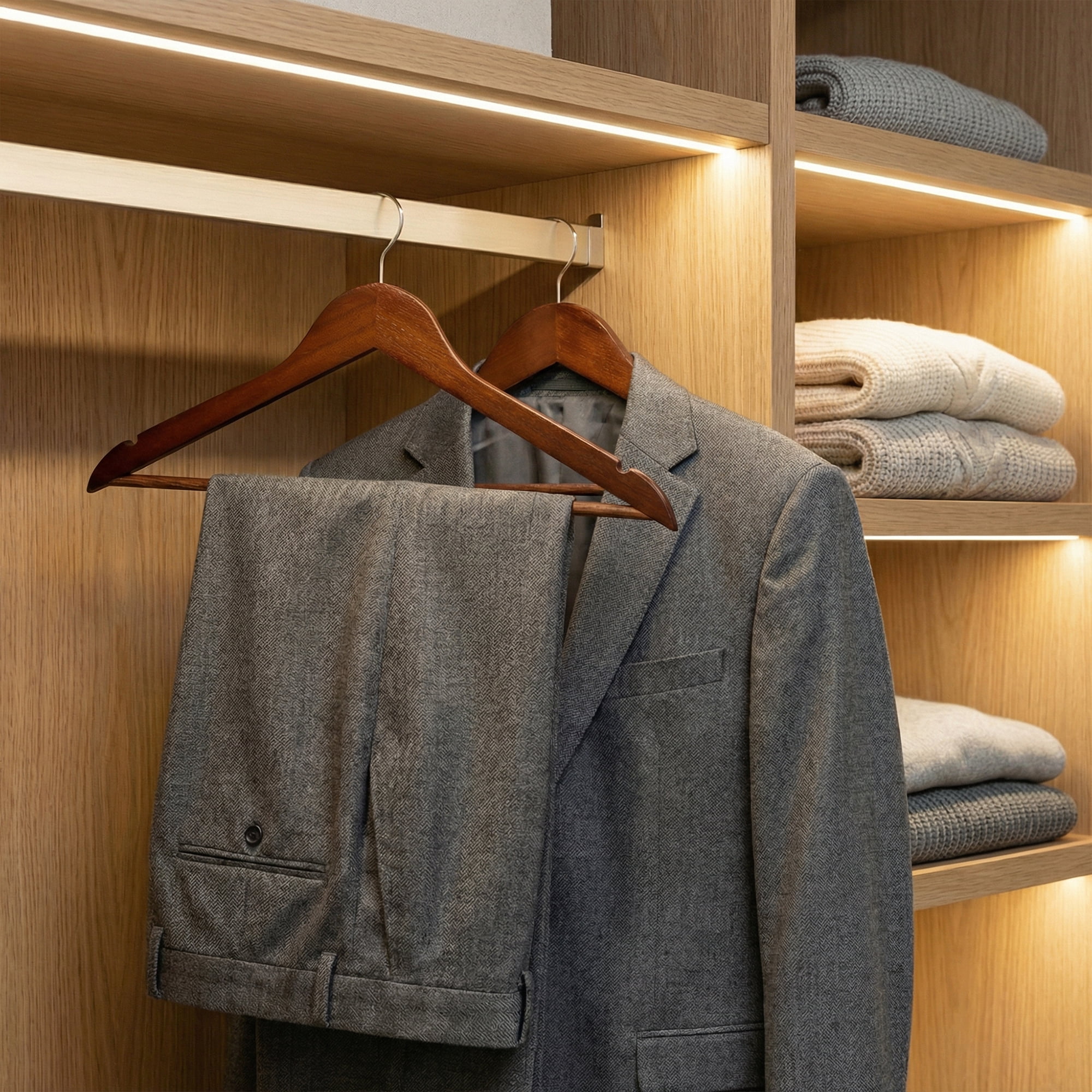 Unique Bargains 2Pcs Wood 360-Degree Space Saving Clothes Hangers Mocha