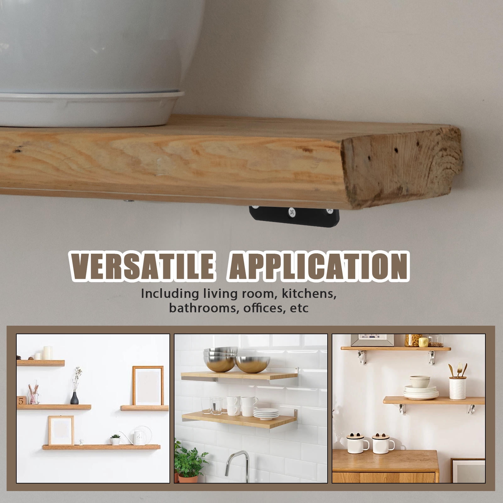 WHAMVOX Raindrops 2 Pcs Floating Shelf Brackets 25.00X5.00X3.50CM Black Color