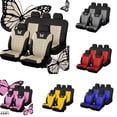 thumbnail image 2 of Universal Car Seat Cover, Automotive Seat Covers, 9 Pc, 5-Seat Full Set, Stitch Details, Water-Resistant Fabric, Butterfly Car Accessories, Beige Auto Parts, Interior Car, 2 of 8