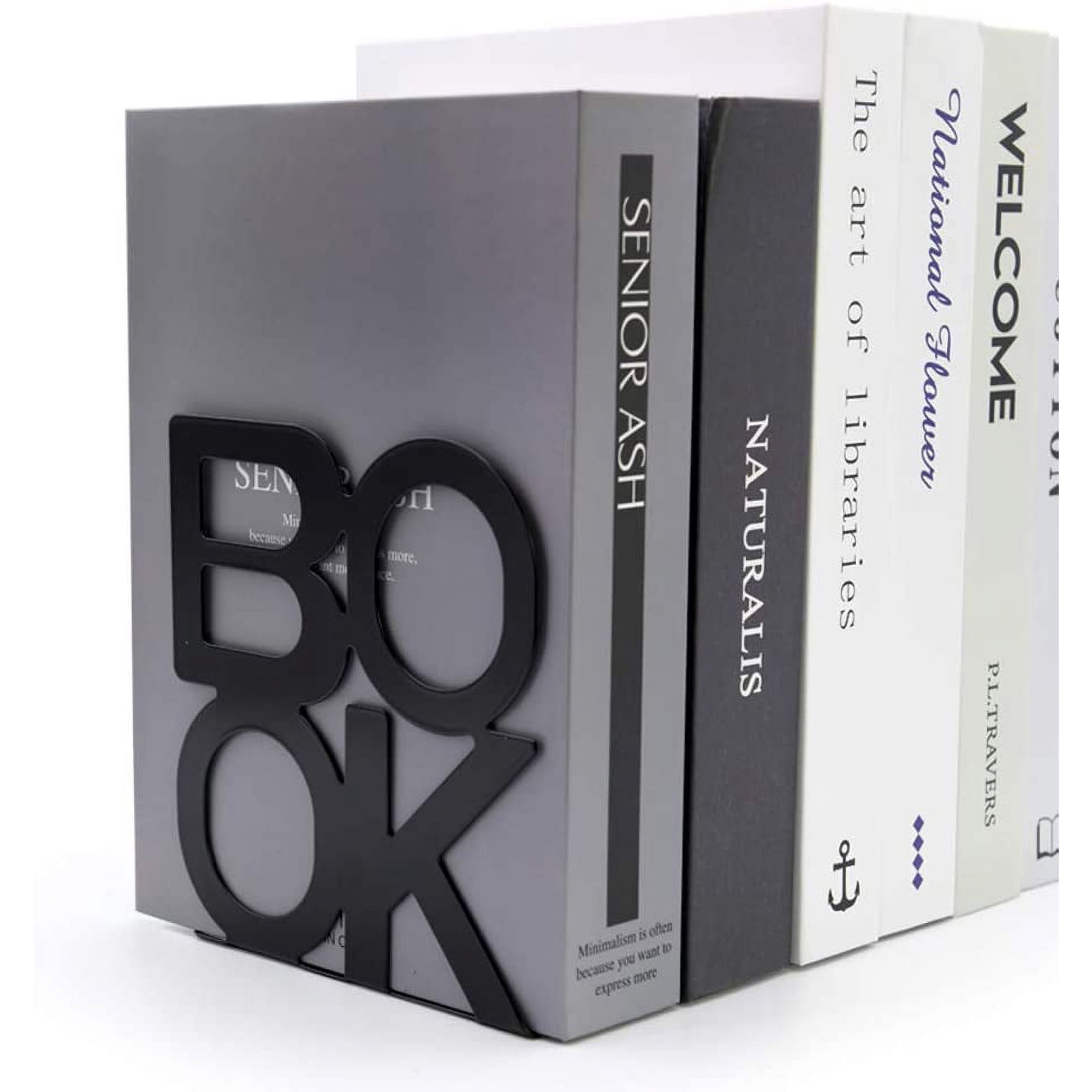 Book Ends - Decorative Metal Book Ends Supports for Bookrack Desk Books Unique Appearance Design Heavy Duty