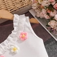 thumbnail image 6 of XIYON Toddler Girls Clothing Set Baby Kids Girls 2 Piece Outfit Fashion Spaghetti Strap Ribbed Top With 3D Floral Detail And Bow Shorts Set 3-4 Years, 6 of 9