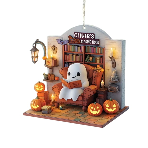Decoraciones de Halloween, adornos de Halloween, regalos de Halloween, decoración colgante de lectura espeluznante de Halloween, decoración del hogar, decoración colgante navideña, un adorno ornamenta