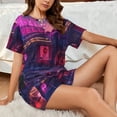 thumbnail image 4 of Honeii Western Style Dinosaur for Women's Summer Pajama Set featuring Soft Short Sleeve Shirt & Matching Bottoms with Convenient Pockets for Relaxed Home Wear-Medium, 4 of 6