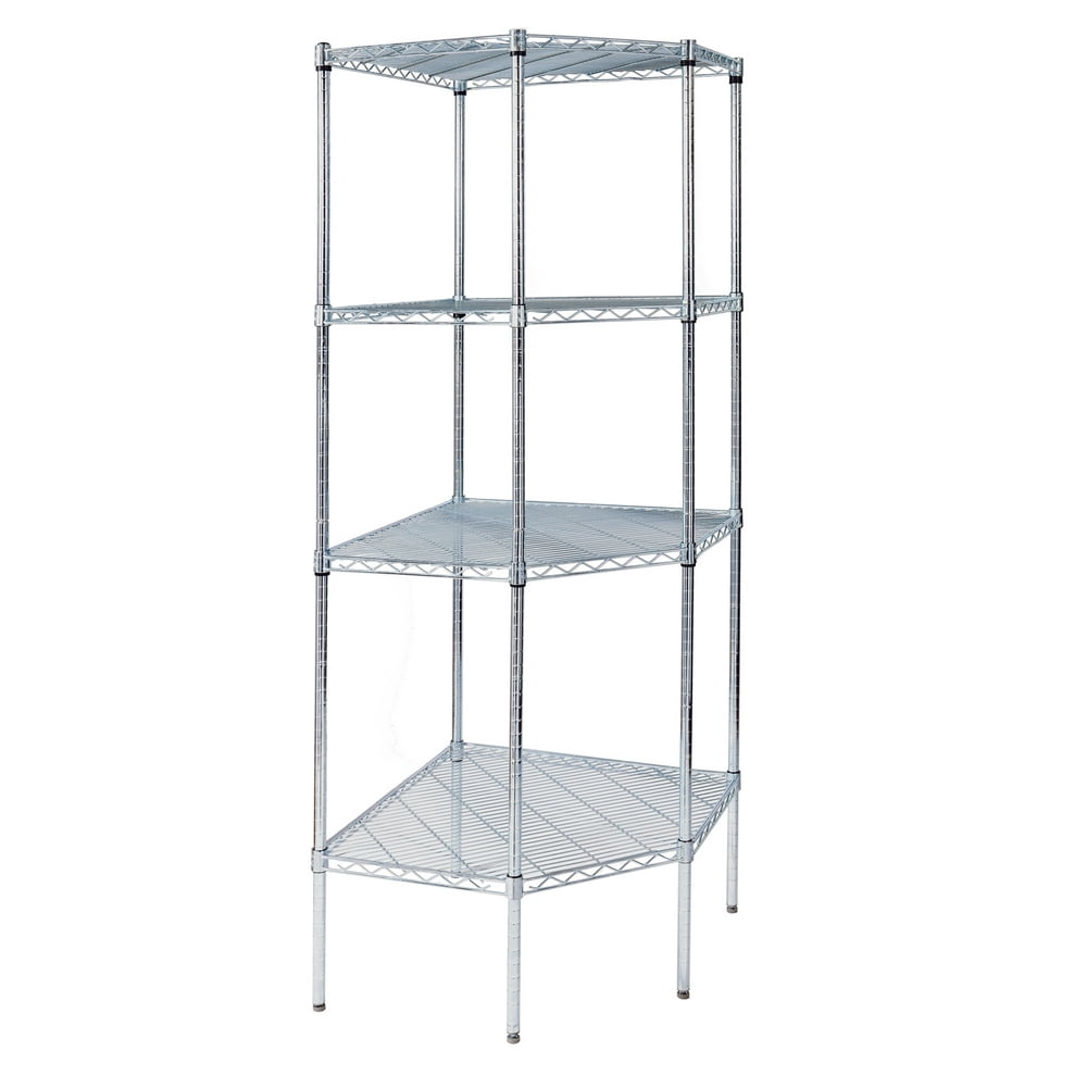 24" Deep x 34.5" Wide x 86" High Chrome Wire Corner Shelving Unit