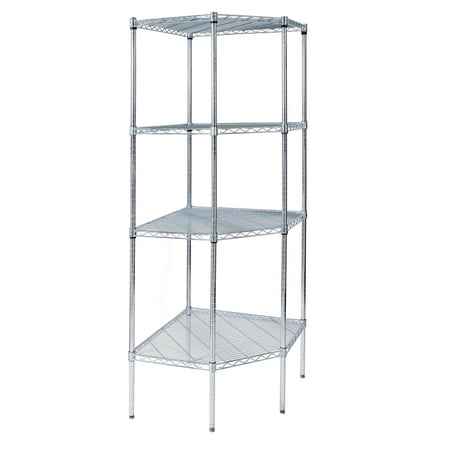 

21 Deep x 31.5 Wide x 86 High Chrome Wire Corner Shelving Unit